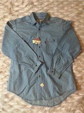 Levi's Denim Western Shirt Men's L Blue